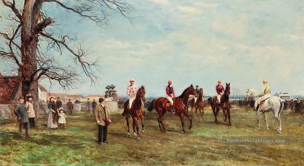 Le début de l’équitation Catterick Steeplechase Heywood Hardy Peintures à l'huile